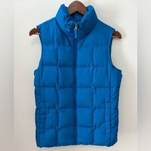 Lands End Down Vest Womens Size SmallQuilted Puffer Zip Sleeveless Blue Pockets